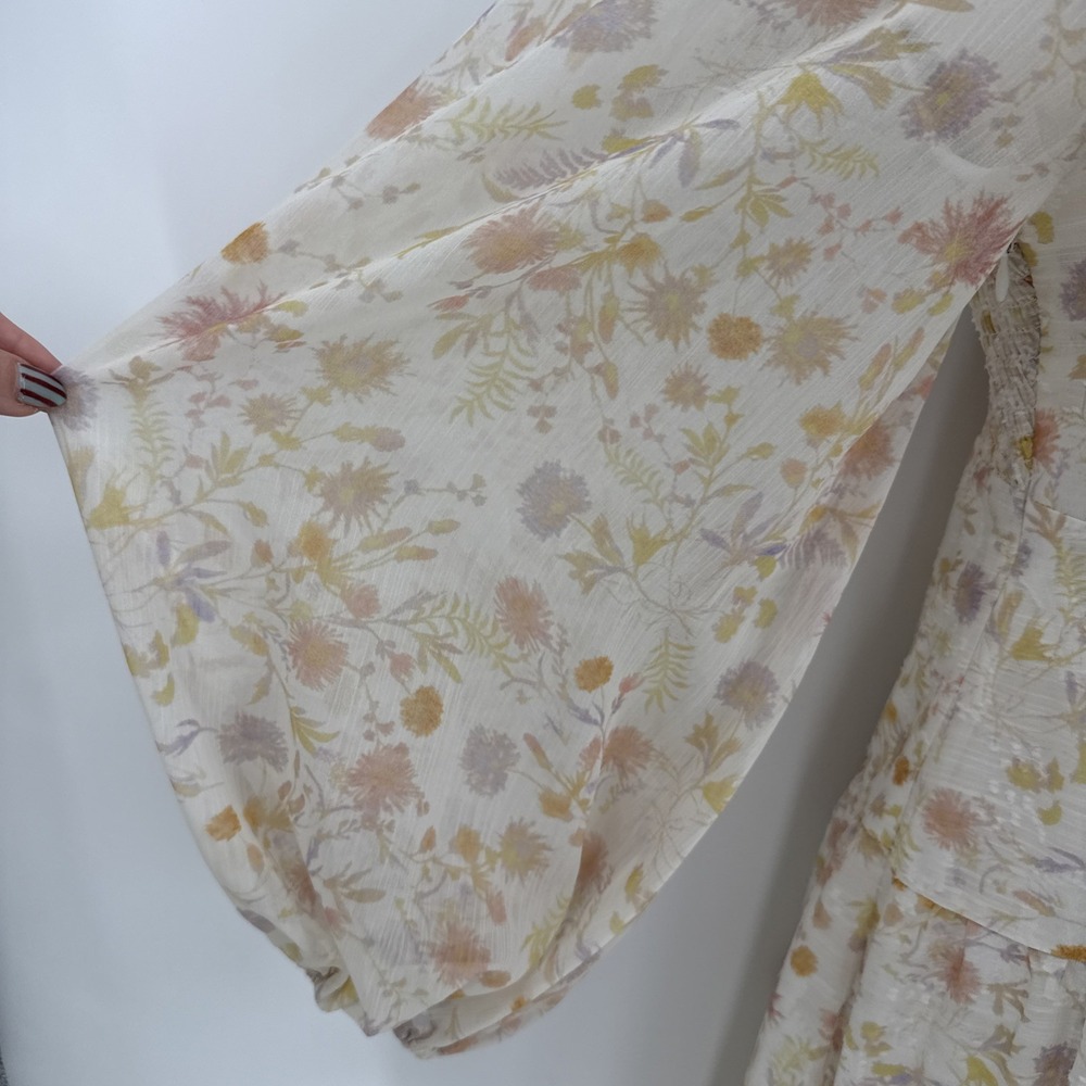Petite Studio NYC Womens Floral Sheer Sleeve Cottage Dress Size XS Midi NEW - Picture 4 of 16